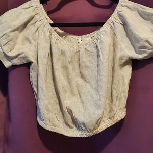 Super cute puffy sleeve down shoulder crop top